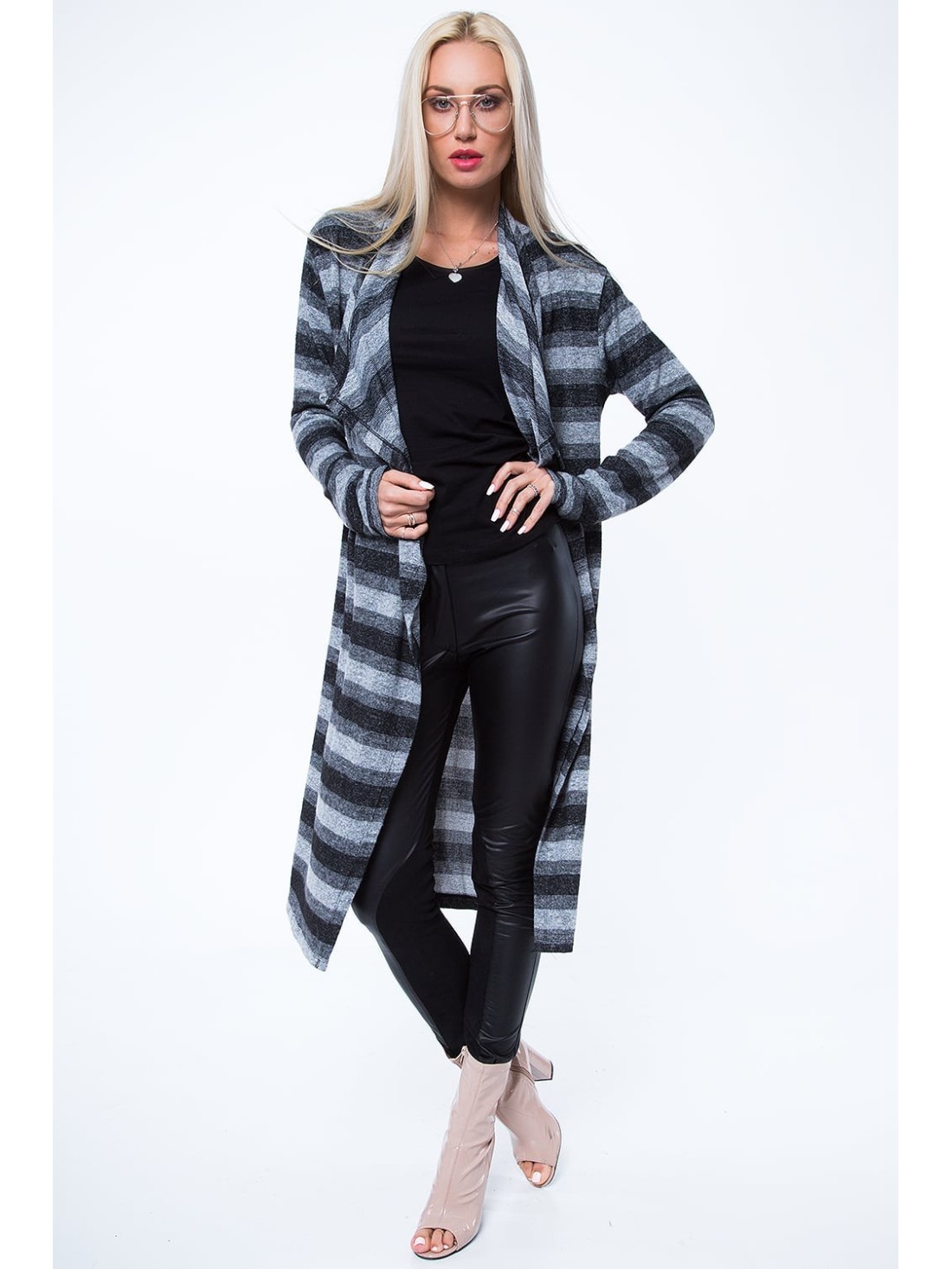 Cardigan cu dungi gri MP16152 - Magazin online - Boutique